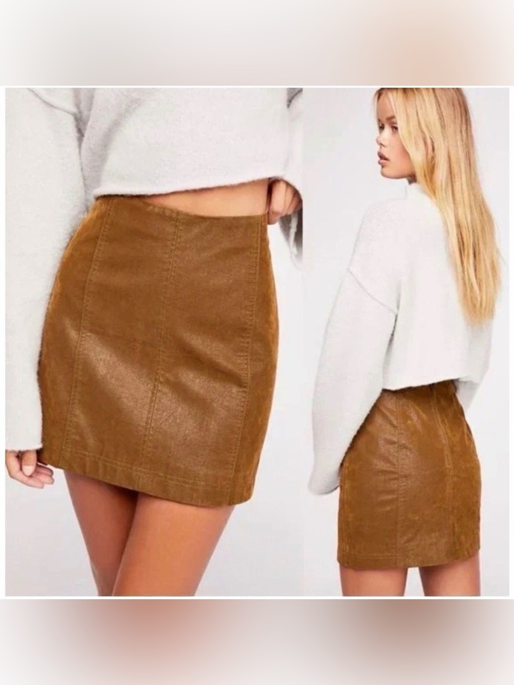 Free People Faux Leather Skirt in Brown - Size 0
